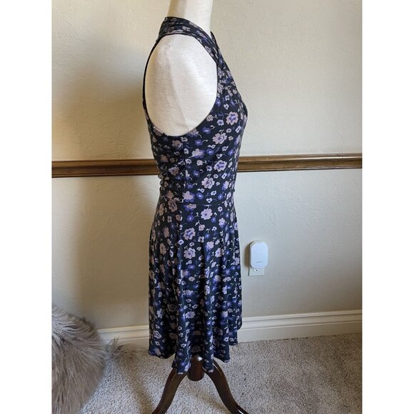 Free People Black Floral Sleeveless A-Line Dress Size Small Light Soft Polyester - Picture 2 of 9